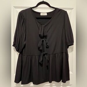 Lovely Melody Black Triple Bow Blouse